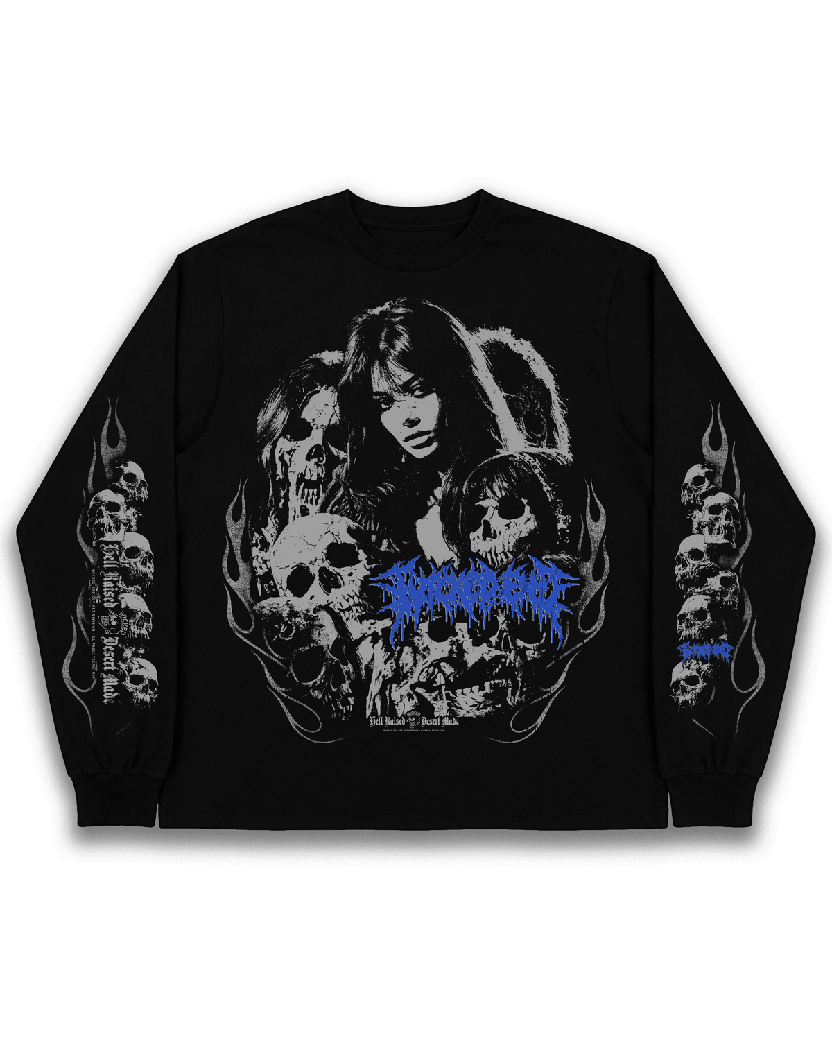 Psychosis heavyweight long sleeve, screenprinted in El Paso, Wicked End