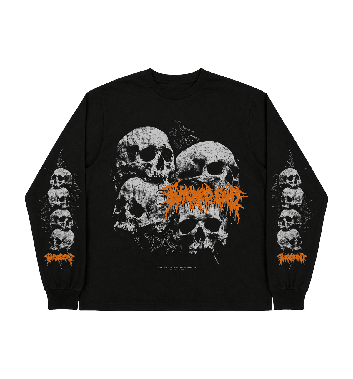 Head Count heavyweight long sleeve, screenprinted in El Paso, Wicked End